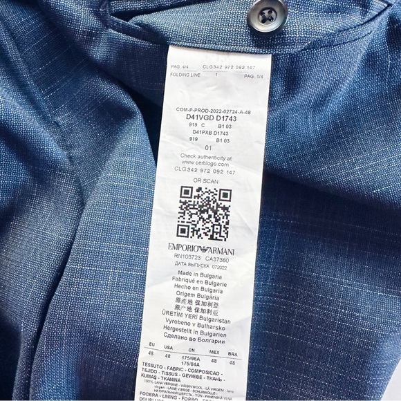 Emporio Armani G Line Deco Blue Suit 100% Virgin Wool - Picture 16 of 16